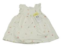 Nové - Bílé bavlněné šaty s ovocem a všitým body Matalan