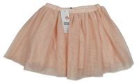 Nové - Broskvová tylová třpytivá sukně F&F