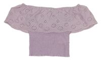 Lila žabičková crop halenka s dirkovaným vzorem Page one young
