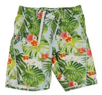 Světlemodro-zelené květované plážové kraťasy Cool Cat 