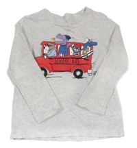 Šedé triko s autobusem a zvířaty C&A
