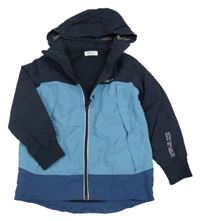 Světlemodro-tmavomodrá šusťáková podzimní bunda s kapucí H&M