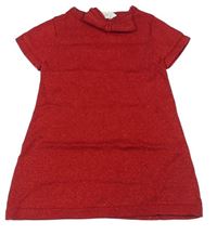 Červené svetrové šaty s mašlí a třpytkami H&M