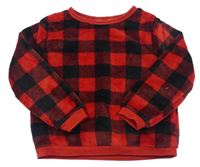 Červeno-černá kostkovaná plyšová mikina zn. H&M