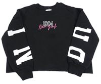 Černá oversize crop mikina s nápisy a číslem RIVER ISLAND