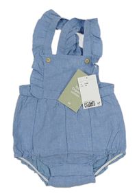 Modré melírované plátěné laclové kraťasy s volánky H&M
