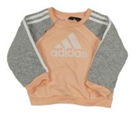 Meruňkovo-šedá mikina s prošívanými rukávy Adidas