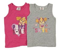 2x - Košilka s PAW PATROL - Skye - Tmavorůžová, šedá melírovaná zn. nickelodeon