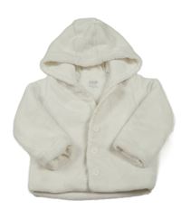 Bílý plyšový zateplený kabátek s kapucí mamas&papas