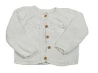 Bílý propínací svetr s perforovaným vzorem Next