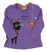 Fialové triko s kočičkou a dýní zn so cute