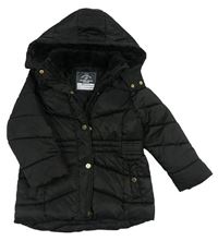 Černý prošívaný šusťákový kabát s kapucí George