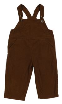 Tmavohnědé manšestrové laclové kalhoty SHEIN