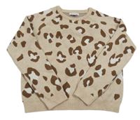 Béžovo-hnědo-bílý vzorovaný melírovaný crop svetr PRIMARK