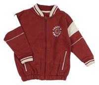 Vínovo-bílá propínací mikina se smajlíkem a nápisy George