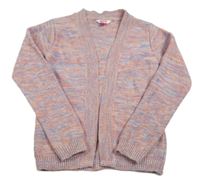 Korálovo-modrý melírovaný třpytivý svetrový cardigan56 KIDS