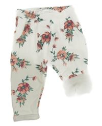 Smetanové zateplené turecké tepláky s kytičkami Ergee