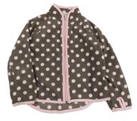 Hnědo-světlerůžová puntíkatá fleecová propínací mikina H&M