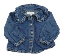 Modrá riflová košilová bunda s límečkem ZARA