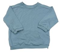 Modrošedá mikina s kapsou a žebrováním Matalan