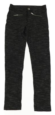 Černé melírované tregínové kalhoty se zipy H&M