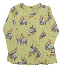 Žluté pyžamové triko s jednorožci 