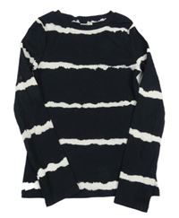 Černo-bílé pruhované/batikované žebrované triko F&F