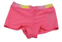 Křiklavě růžovo-žluto-růžové nohavičkové plavkové kalhotky s ananasem z kamínků Y.F.K.