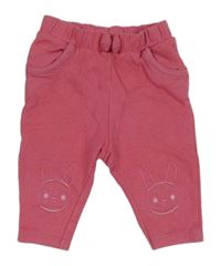 Tmavorůžové melírované tepláky se zajíčky a třpytkami Topomini