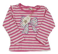 Nové - tmavorůžovo-bílé pruhované triko s mašlí Adams