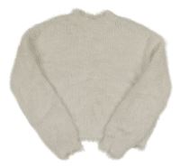 Bílý chlupatý svetrový oversize rolák se třpytkami