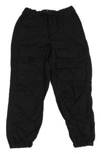 Černé cuff šusťákové kalhoty H&M