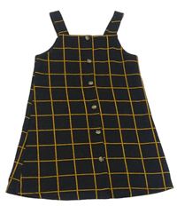Tmavomodro-medové kostkované šaty s knoflíčky F&F