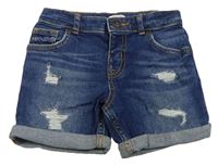 Modré riflové kraťasy s prošoupáním River Island