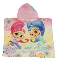 Růžovo-žluté froté osuškové pončo se Shimmer se Shine a kapucí Matalan