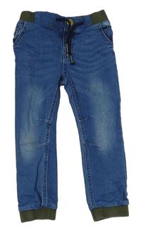 Modré cuff rifle s úpletovým pasem Mothercare