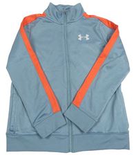 Modrošedá sportovní propínací funkční mikina s logem Under Armour