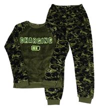 Khaki-army chlupaté pyžamo s nápisem Pep&Co