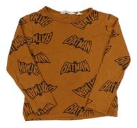 Hnědé triko s Batmanem a nápisy H&M