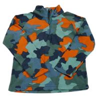 Zeleno-modro-oranžová vzorovaná fleecová funkční mikina zn. Mountain Warehouse