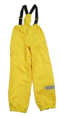 Hořčicové šusťákové podšité kalhoty s kšandami Alive