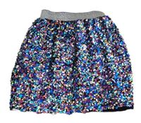 Modro-růžovo-stříbrná flitrová sukně George