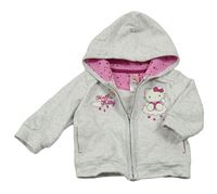 Světlešedá melírovaná propínací mikina s Hello Kitty a kapucí C&A
