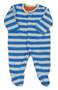 Bílo-modrý pruhovaný fleecový overal F&F