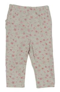 Světlešedé melírované květované legíny s volánky George