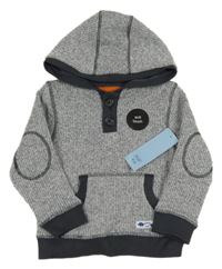 Nové - Šedá melírovaná žebrovaná mikina s kapucí F&F