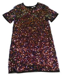 Tmavomodro-zlaté flitrové slavnostní šaty Primark