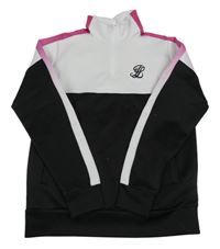 Bílo-černo-růžová sportovní mikina s výšivkou Illusive