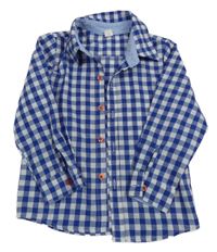 Modro-bílá kostkovaná košile Shein