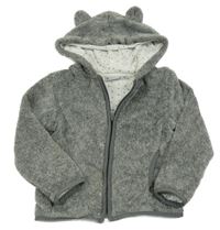 Šedá melírovaná chlupatá podšitá propínací mikina s kapucí Impidimpi